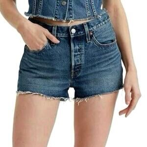 LEVI'S 501 High Rise Cut Off Denim Jean Shorty Shorts SZ 26 Festival Daisy Dukes